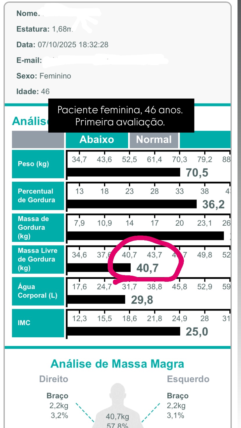 Primeira avaliação de composição corporal