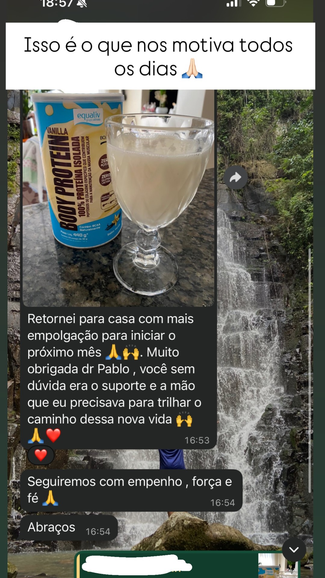 Depoimento de paciente sobre suporte no tratamento